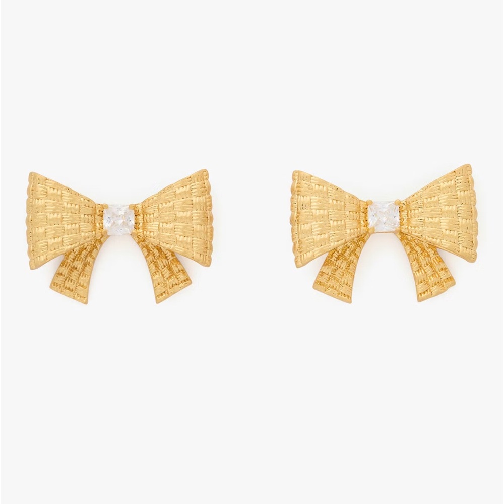 ♠️Kate Spade Wrapped In A Bow Studs Earring, Yellow Gold NWT